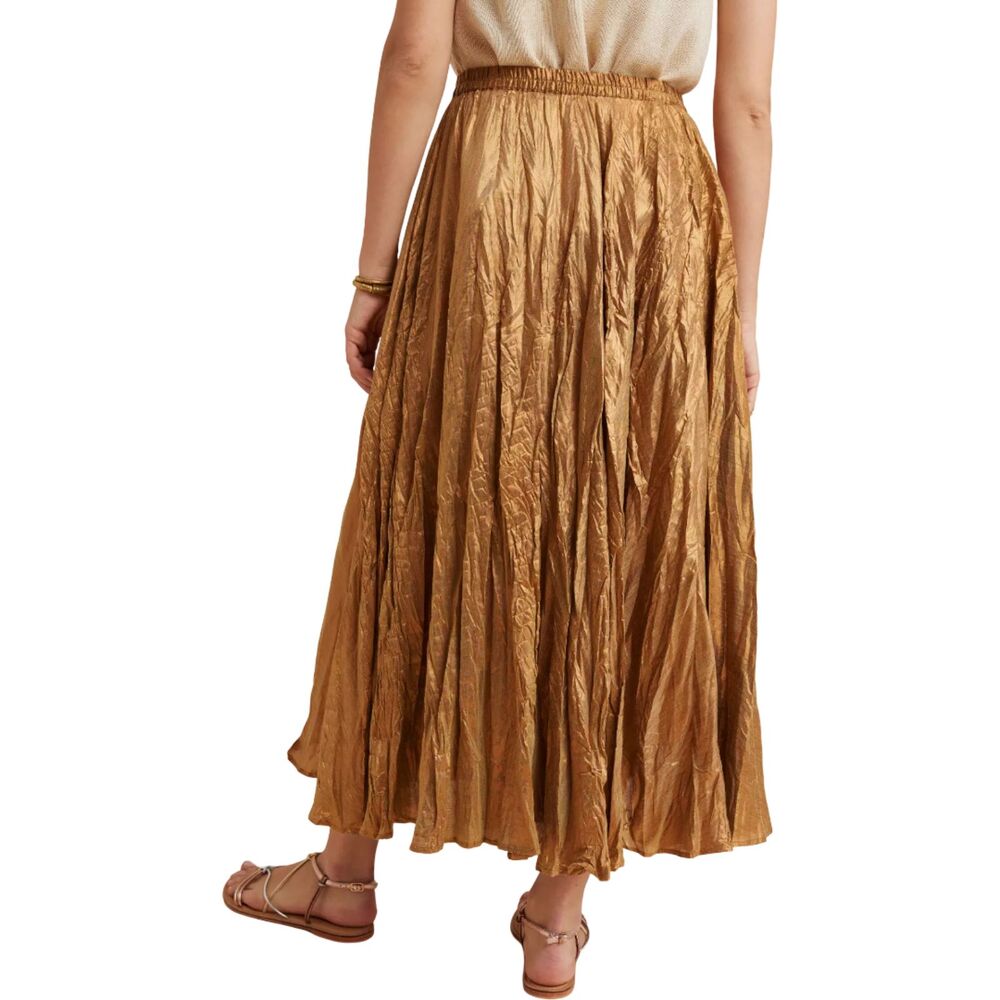 Mes Demoiselles x Anthropologie Harmonia Crinkled Gold Maxi Skirt NWOT Sz M - Picture 3 of 12